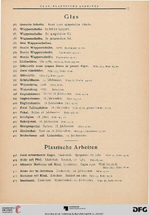 Plastische Arbeiten (Nr. 408-472)