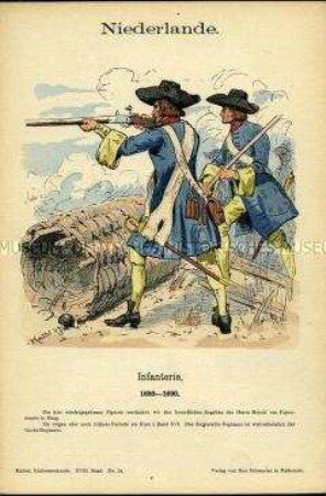 Uniformdarstellung, Gemeine der Infanterie, Vereinigte Niederlande, 1680/1690.
