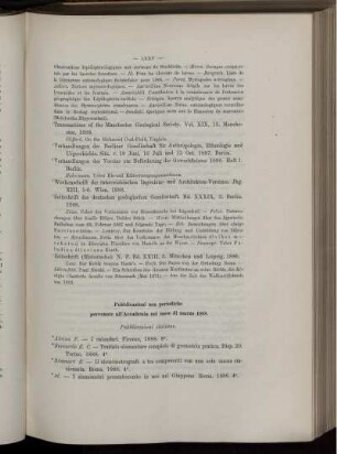Pubblicazioni non periodiche pervenute all' Accademia nel mese di marzo 1888.