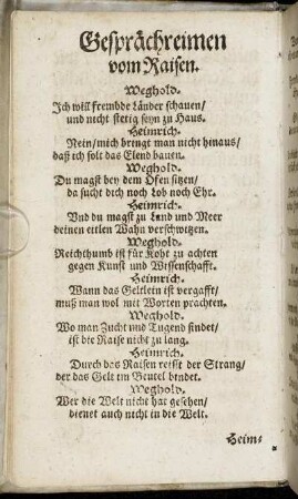 Gesprächreimen vom Raisen.