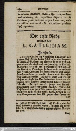 Die erste Rede wieder den L. Catilinam
