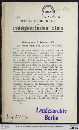 Sitzung vom 2. Februar 1909
