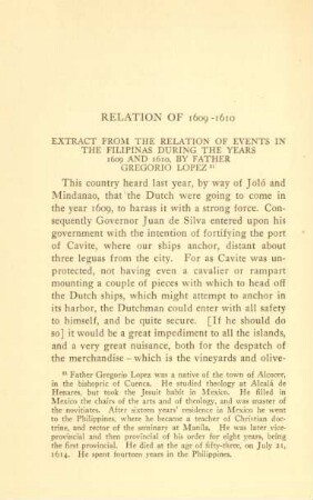 Relation of 1609-1610