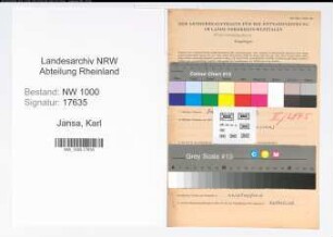Entnazifizierung Karl Jansa, geb. 22.05.1890 (Lehrer)
