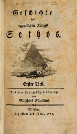 Geschichte des egyptischen Königs Sethos, 1