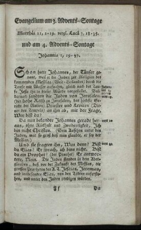 Evangelium am 3. Advents-Sontage und am 4. Advents-Sontage.