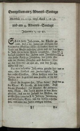 Evangelium am 3. Advents-Sontage und am 4. Advents-Sontage.