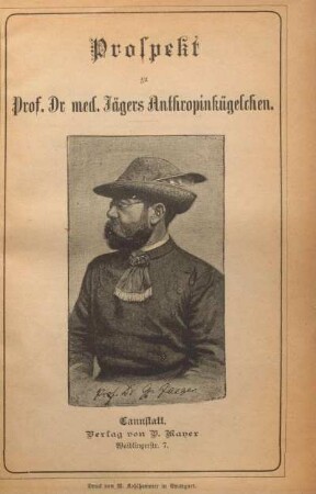 Prospekt. Prof. Dr. med. Jägers Anthropinkügelchen.