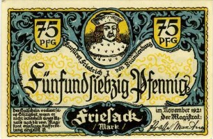 Friesack, Stadt: 75 Pfennig 1921
