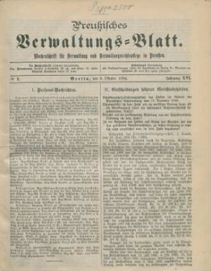 6. Oktober 1894 - 28. September 1895 = No. 1 - No. 52