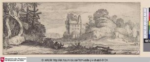 [Ruinen eines Hauses gegenüber eines kleinen Wäldchens; Ruins of a House and a Herd[!] playing the Flute]