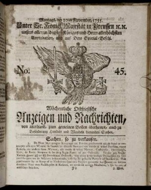 No. 45. Montags, den 10ten November, 1755.