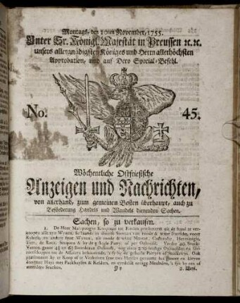 No. 45. Montags, den 10ten November, 1755.