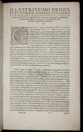 Illustrissimo Prinicpi Ac Domino, Domino Ioachimo II. Marchioni Brandenburgensi, Sacri Romani Impery Electori & Archicamerario, ... , Principi Rugiæ, Domino suo clementissimo S. D.