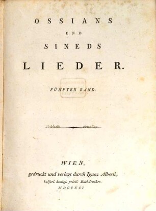 Ossians Und Sineds Lieder, 5