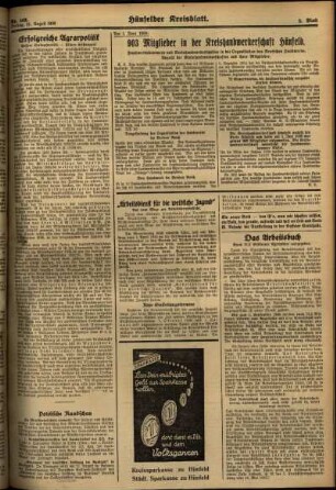 Zweite Ausgabe vom Freitag, den 21. August 1936.