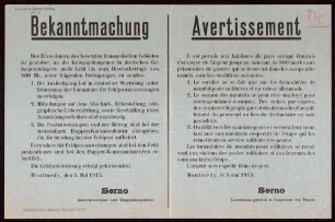 "Bekanntmachung" der Bedingungen für Geldsendungen an Kriegsgefangene in deutschen Gefangenenlagern