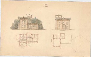 Voit, August von; Villa - Grundrisse, Ansichten