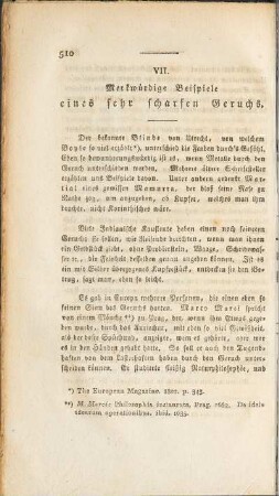 VII. Merkwürdige Beispiele eines sehr scharften Geruchs.