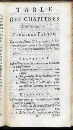 Table Des Chapitres Et de leurs Sections.