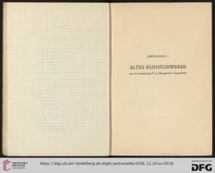I. Altes Kunstgewerbe (Nr. 1-99)