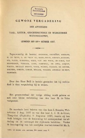Verslagen en mededeelingen der Koninklijke Akademie van Wetenschappen, Afdeeling Letterkunde, 5. 1888