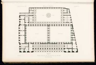 Börse, Berlin: Grundriss EG (aus: Atlas zur Zeitschrift für Bauwesen, hrsg. v. G. Erbkam, Jg. 15, 1865)