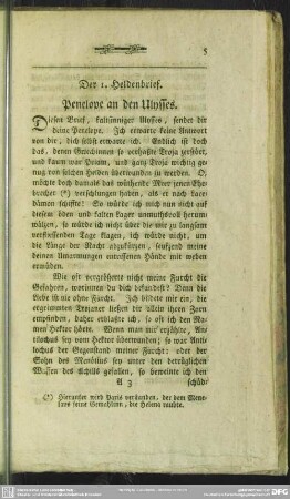Der 1. Heldenbrief. Penelope an den Ulysses