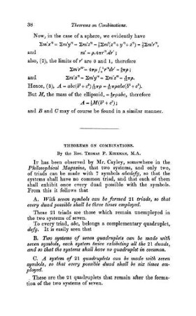 Theorems on combinations.