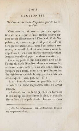 Section III. De l'étude du Code Napoléon par le droit ancien
