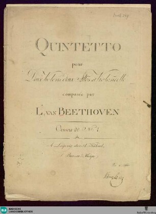 Quintetto pour deux violons, deux altos et violoncelle : oeuvre 20 No. 1