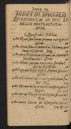 Index III. Specialis Quaestionum In Hoc Libello Pertractatarum.