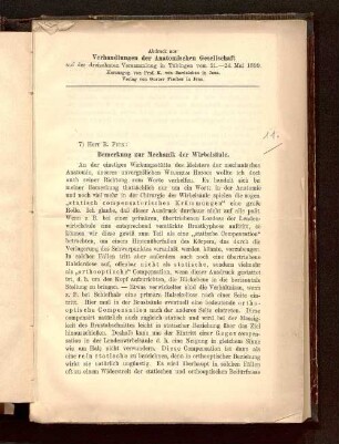 Bemerkung zur Mechanik der Wirbelsäule