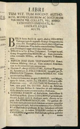 1-41, Libri Tum Vet. Tum Recent. Authorum, Mau Clarorum Ac Doctorum Virorum Vel Collati, Vel Annotationisbus Emendati, Illustrati Atque Aucti.
