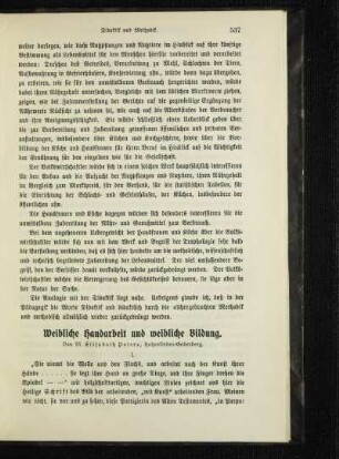 Weibliche Handarbeit und weibliche Bildung
