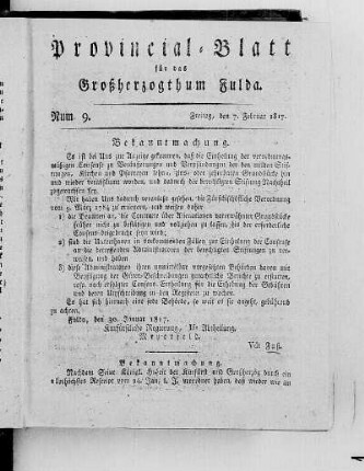 Num. 9, Ausgabe vom 7. Februar 1817