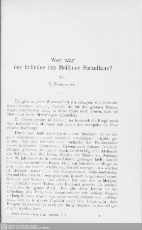 II. Wer war der Erfinder des Meißner Porzellans?