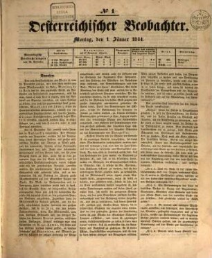 Der Oesterreichische Beobachter. 1844,1/6