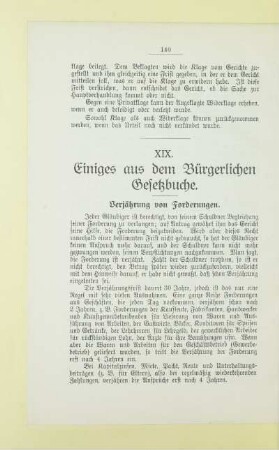 XIX. Einiges aus dem Bürgerlichen Gesetzbuche