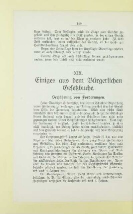 XIX. Einiges aus dem Bürgerlichen Gesetzbuche