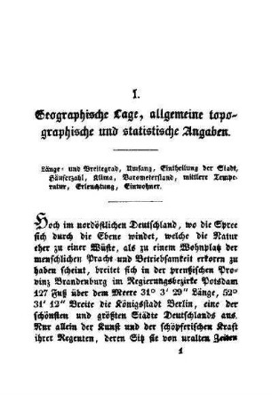 I. Geographische Lage, allgemeine topographische und statistische Angaben