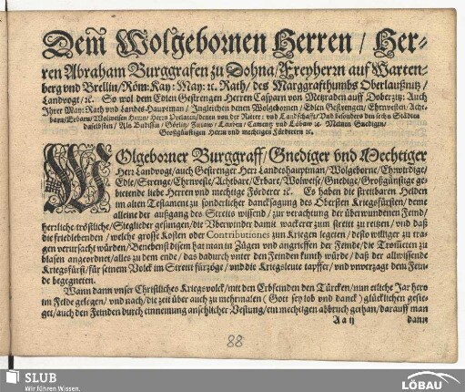 Dem Wolgebornen [Vorrede Demantius, deutsch]