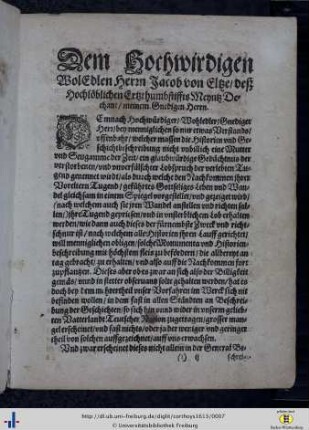 Dem hochwirdigen woledlen herrn Jacob von Eltze…