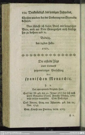 Die ersten Züge eines Entwurfs gegenwärtiger Verfassung der spanischen Monarchie