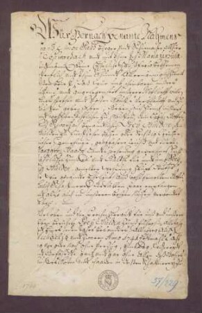 Gültverschreibung von Simon Sick von Schwarzach gegen das Kloster Schwarzach