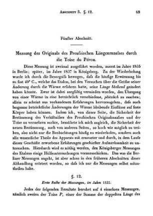 Fünfter Abschnitt. Messung des Originals des Preussischen Längenmaasses durch die Toise du Pérou.