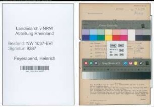 Entnazifizierung Heinrich Feyerabend , geb. 13.02.1895 (Abt.Leiter)