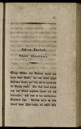 Achtes Kapitel. Neues Abentheuer.