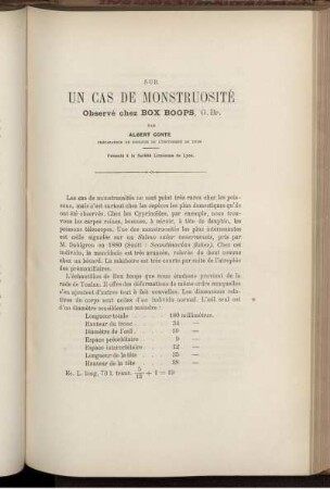 Sur Un Cas De Monstruosite