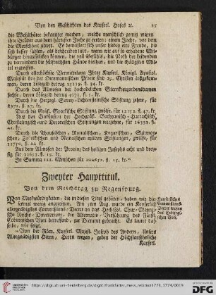 Zweyter Haupttitul. Von dem Reichstag zu Regenspurg